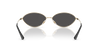 Sunglasses with gold frame and black lenses on a white background